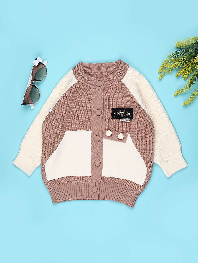 girls color blocked long sleeve cardigan