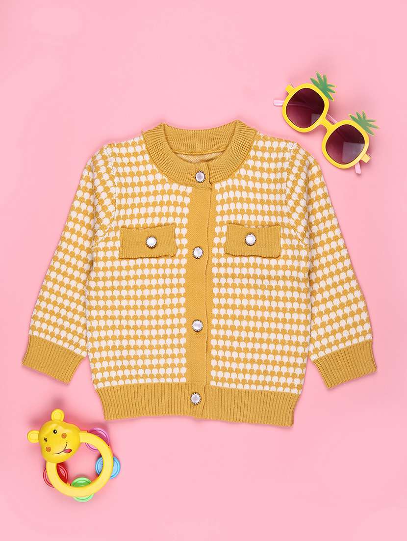 girls self designed long sleeve cardigan