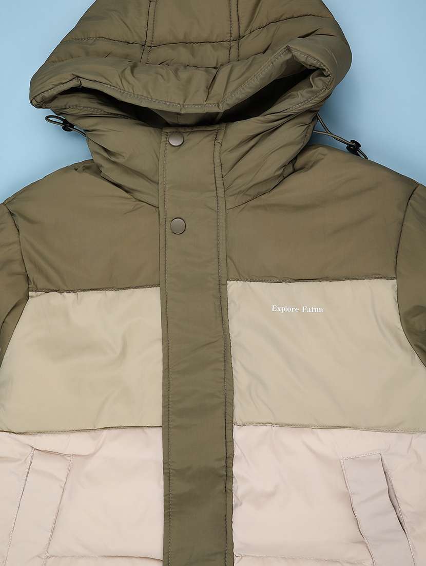 boys color blocked long sleeve hooded quilted jacket  - 22155669 -  Standard Image - 2