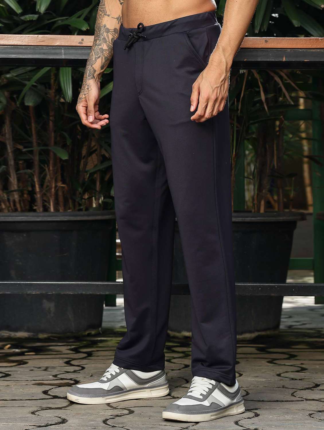 men solid mid rise full length track pant - 22156197 -  Standard Image - 2