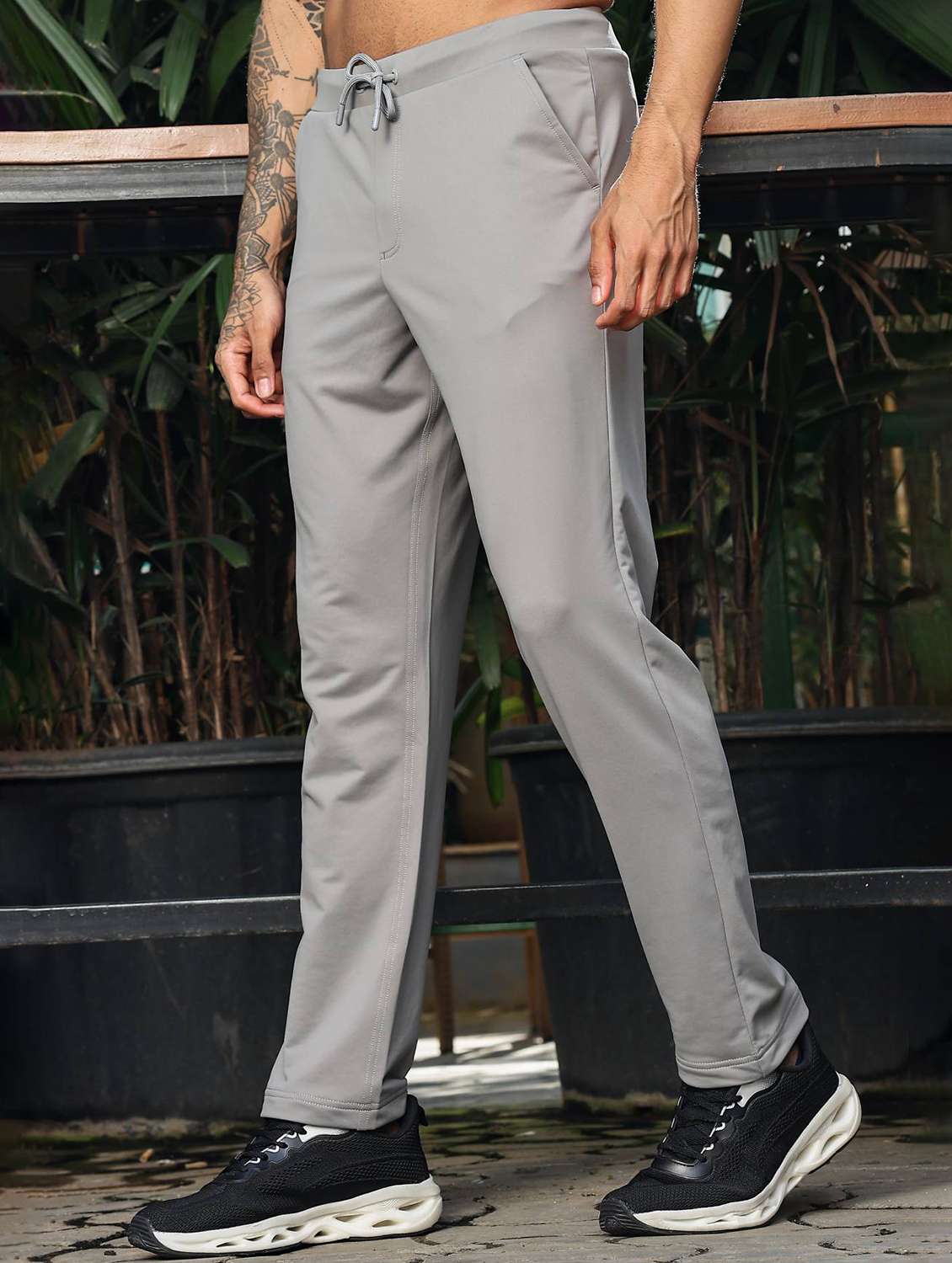 men solid mid rise full length track pant - 22156198 -  Standard Image - 2