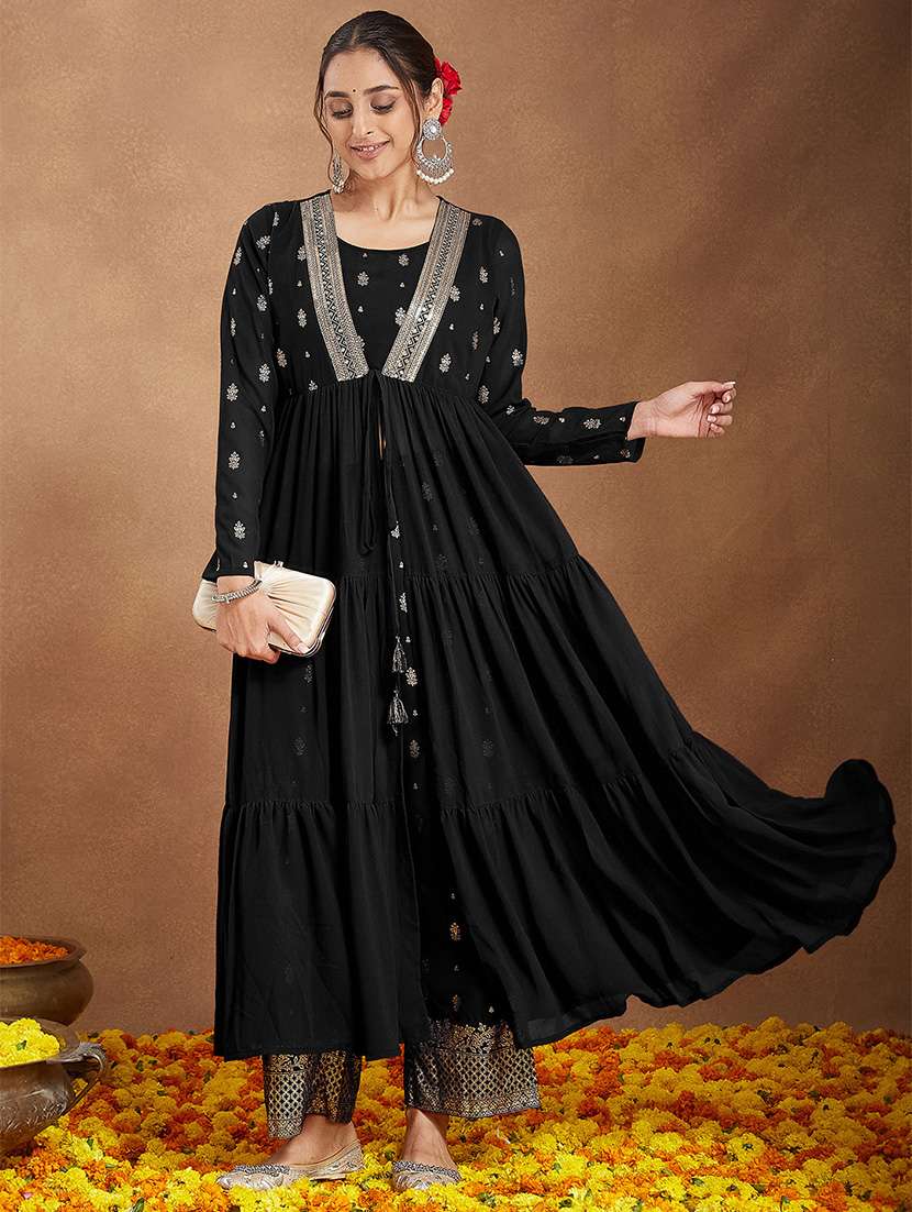 women embroidered long sleeve kurta pant set - 22156234 -  Standard Image - 2