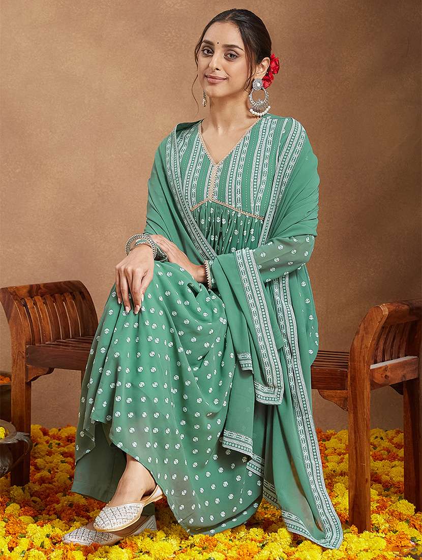 women embroidered long sleeve kurta palazzo with dupatta set - 22156248 -  Standard Image - 2