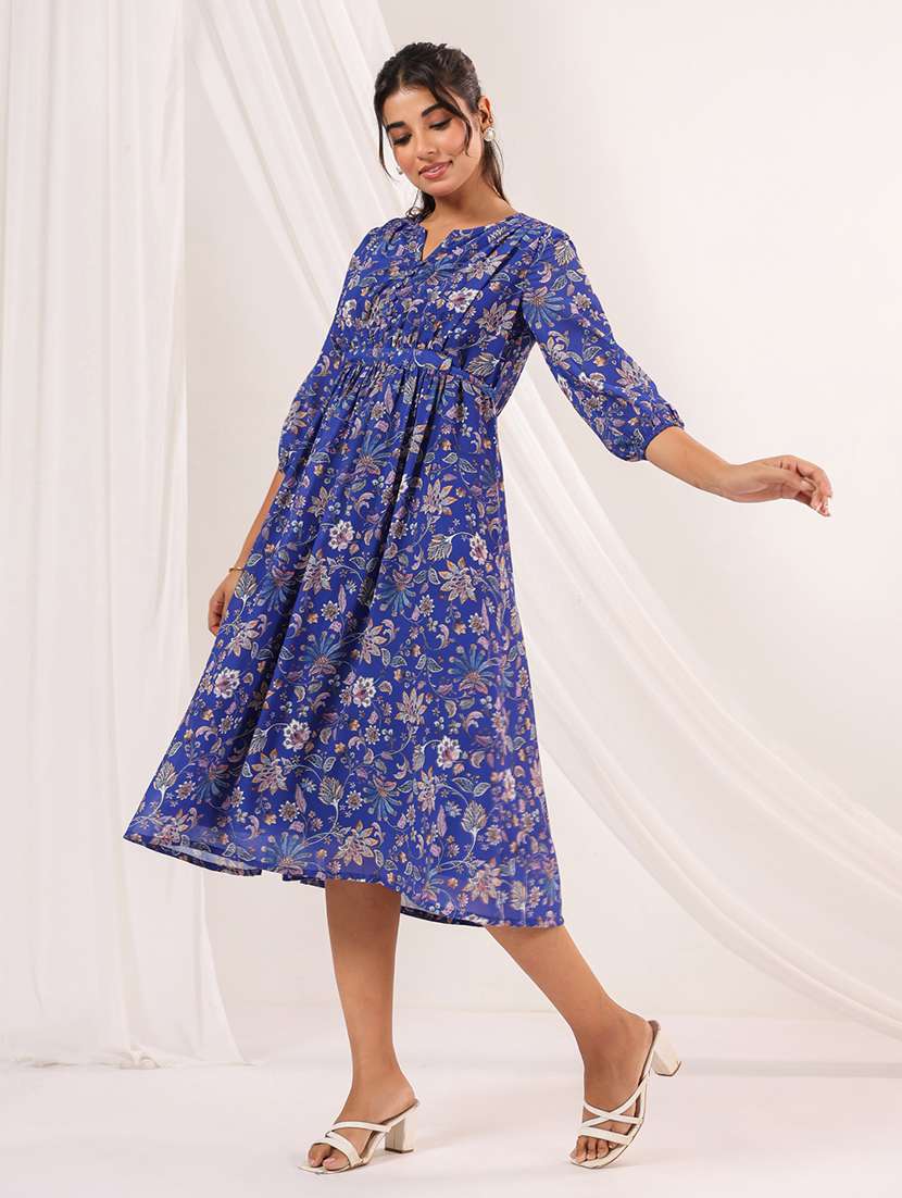 women floral print puff sleeve a-line dress - 22156350 -  Standard Image - 2