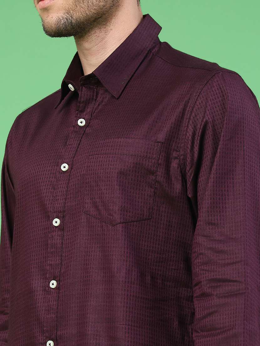 Men Self Design Long Sleeve Regular Fit Casual Shirt - 22156671 -  Standard Image - 2
