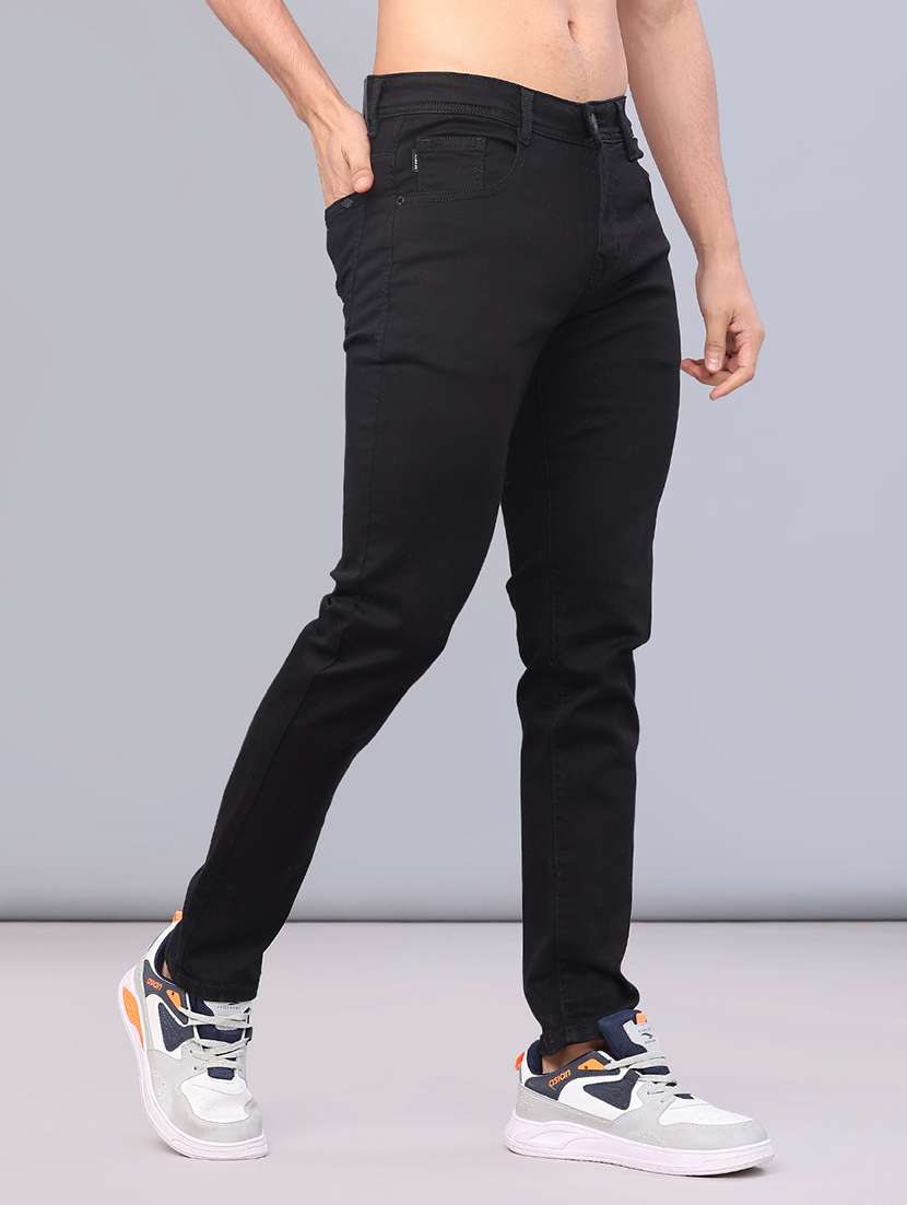 men plain mid rise slim fit jeans