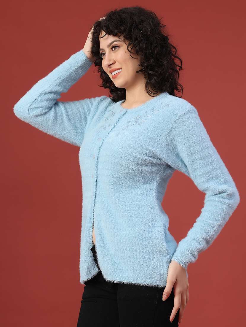 women self design long sleeve cardigan - 22156914 -  Standard Image - 2