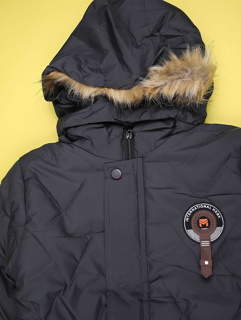 boys solid long sleeve hooded quilted jackets - 22156925 -  Standard Image - 2