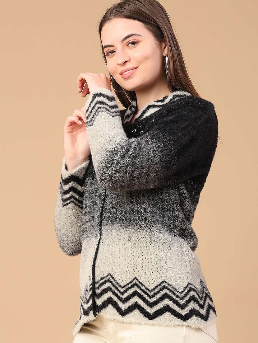 women self design long sleeve cardigan - 22156997 -  Standard Image - 2