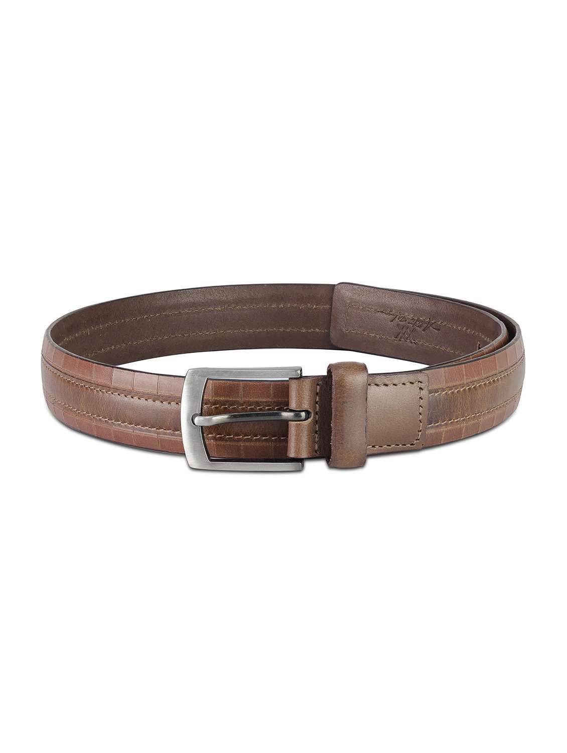 mens brown leather textured belt - 22157036 -  Standard Image - 2