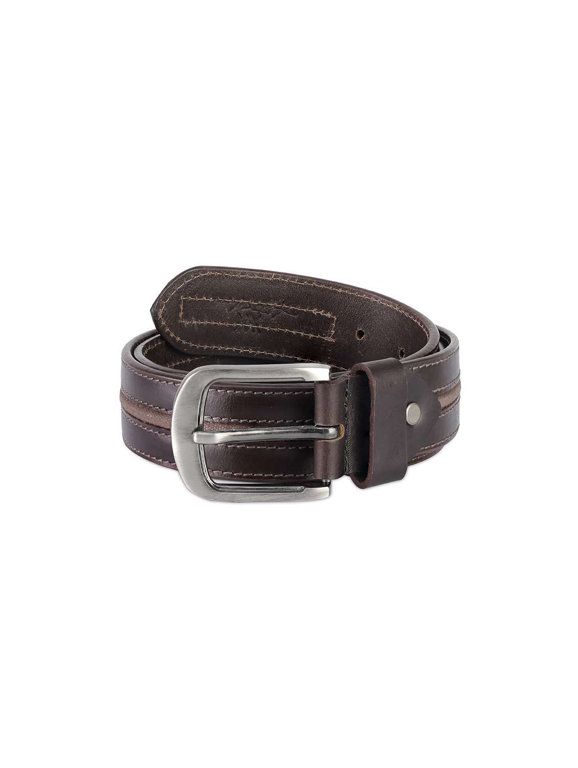 brown leather belt with metal buckle - 22157038 -  Standard Image - 2