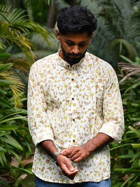 men printed long sleeve regular fit casual shirt - 22157077 -  Standard Image - 2