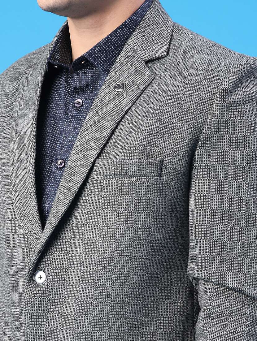 men self design single breasted casual blazer - 22157098 -  Standard Image - 2