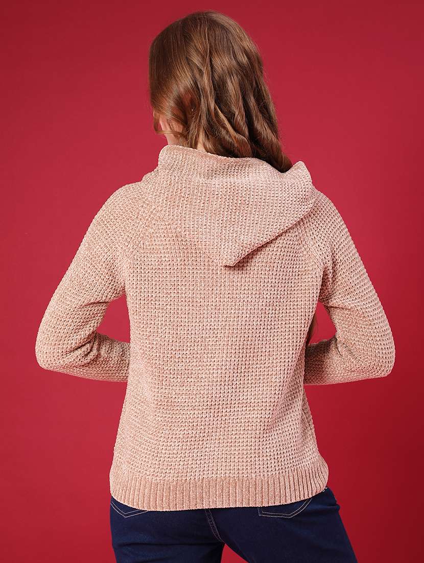 women self designed long sleeve hooded sweatshirt - 22157115 -  Standard Image - 2