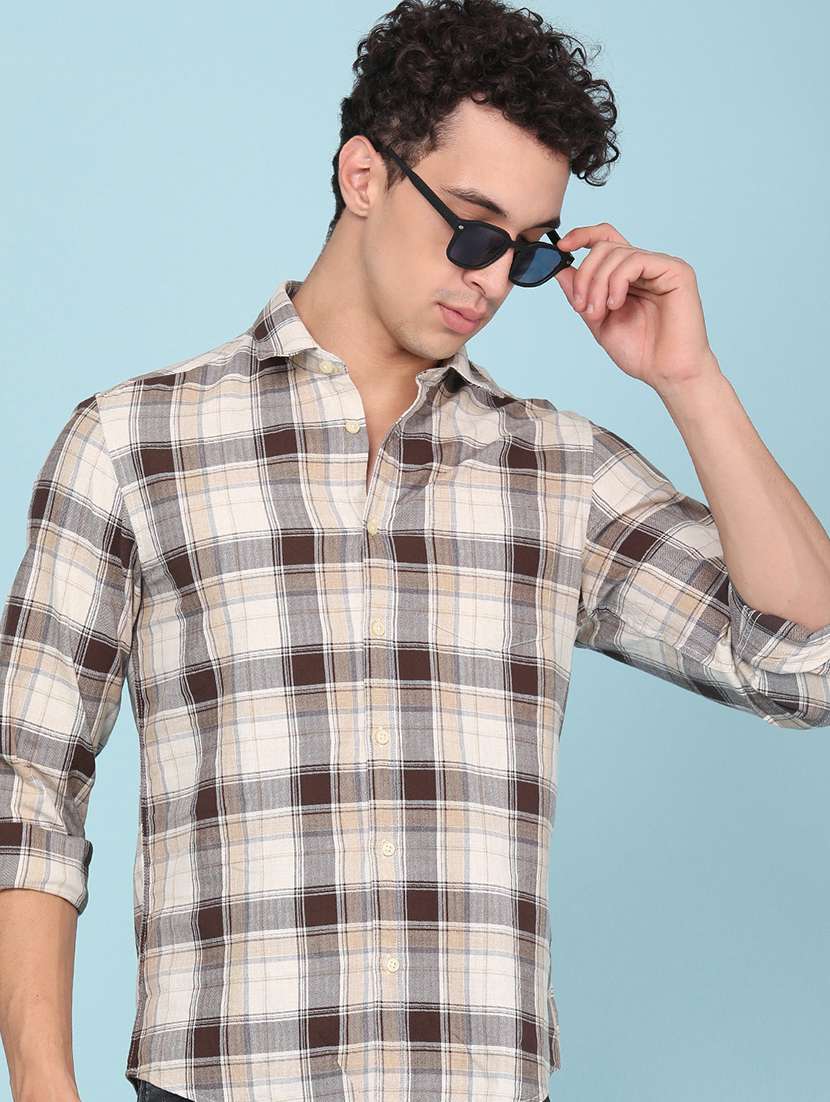 men printed long sleeves casual shirt