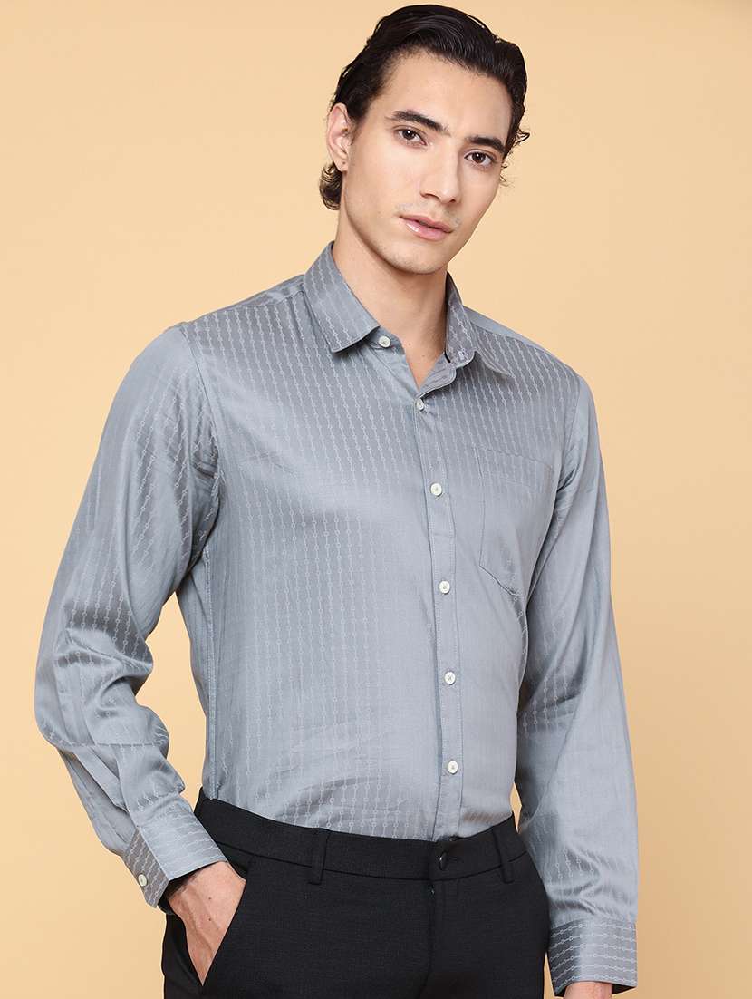 men grey cotton casual shirt - 22157138 -  Standard Image - 2