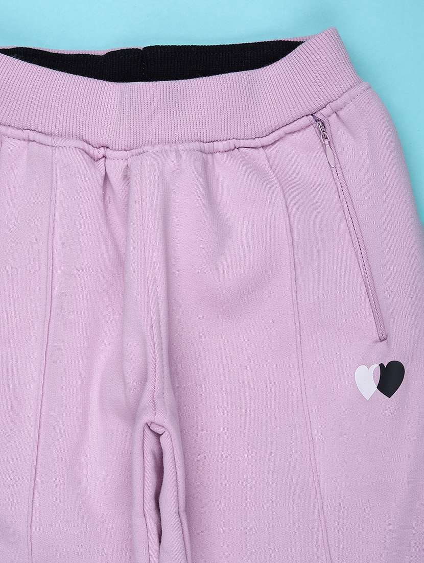 girls solid mid rise track pant - 22157219 -  Standard Image - 2