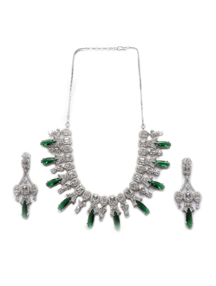 sparkling green ad necklace and long earrings set - 22157510 -  Standard Image - 2