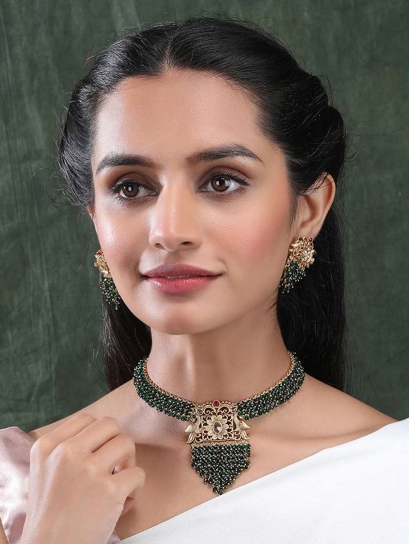 green peacock hydra necklace set - 22157551 -  Standard Image - 2