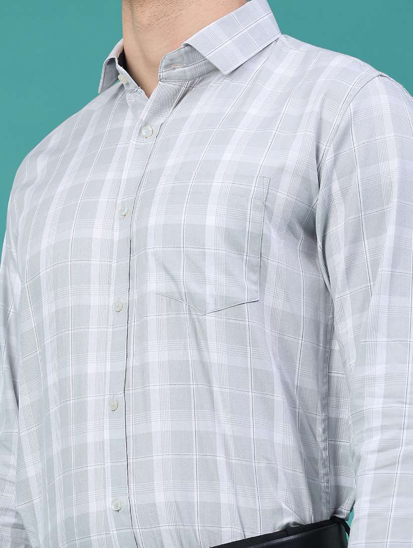 Men Checkered Long Sleeve Slim Fit Formal Shirt - 22157722 -  Standard Image - 2