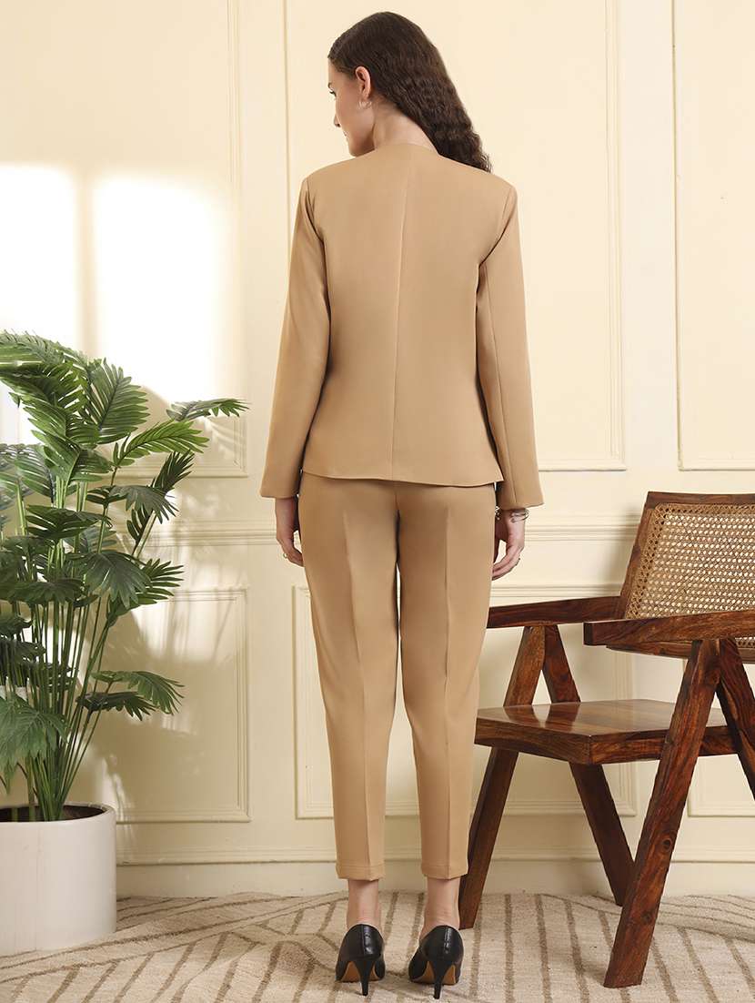 women solid long sleeve blazer & trouser co-ord set - 22157742 -  Standard Image - 7