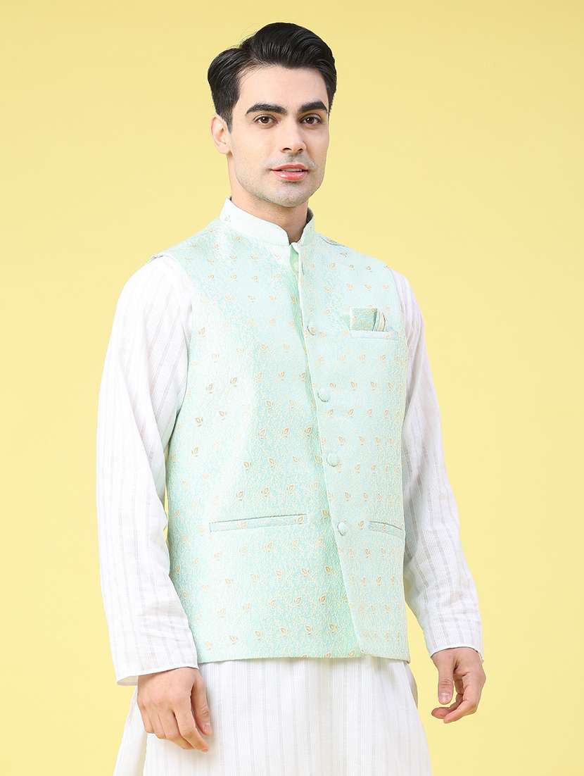 men self design mandarin neck nehru jacket  - 22158192 -  Standard Image - 2