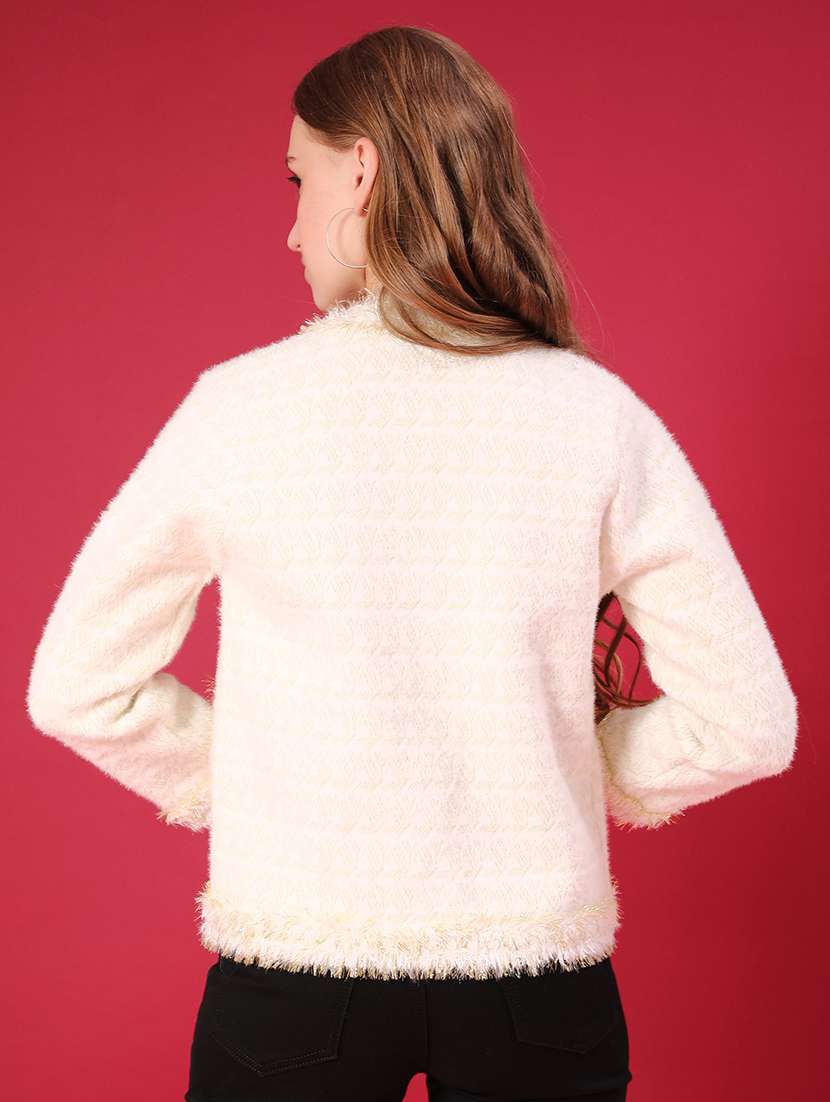 women self design long sleeve cardigan - 22158385 -  Standard Image - 2