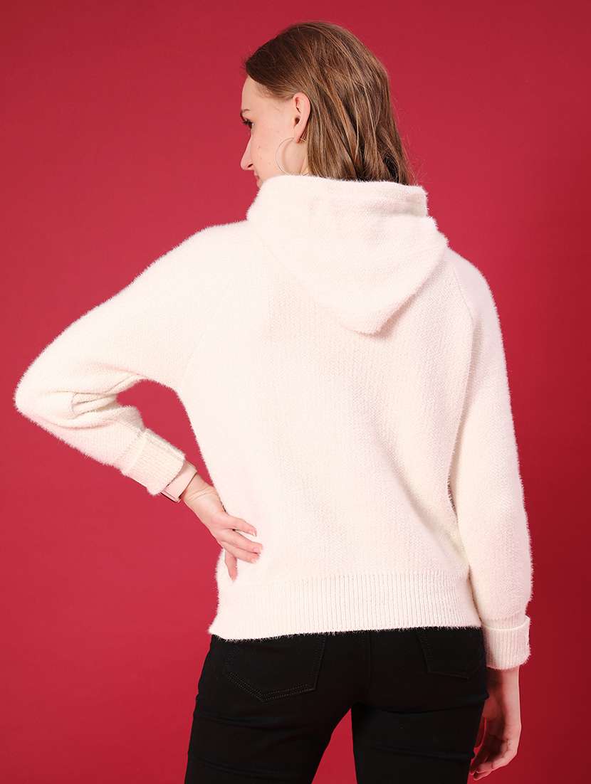 women solid long sleeve hooded sweatshirt - 22158386 -  Standard Image - 2