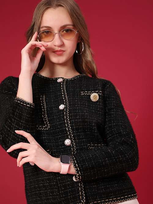 women self design long sleeve cardigan - 22158388 -  Standard Image - 0