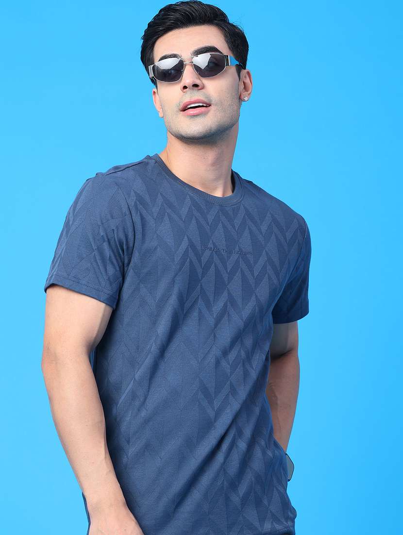 men self design short sleeve regular fit t-shirt