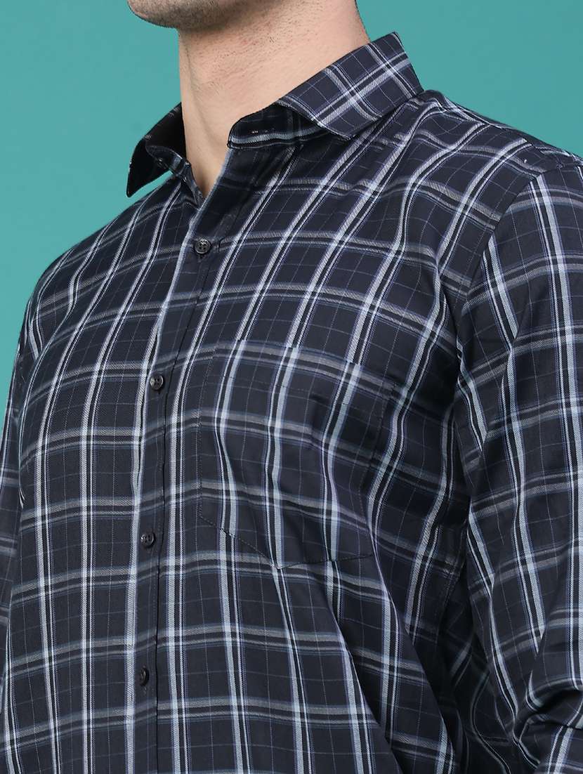 men checkered long sleeve slim fit formal shirt - 22159139 -  Standard Image - 2