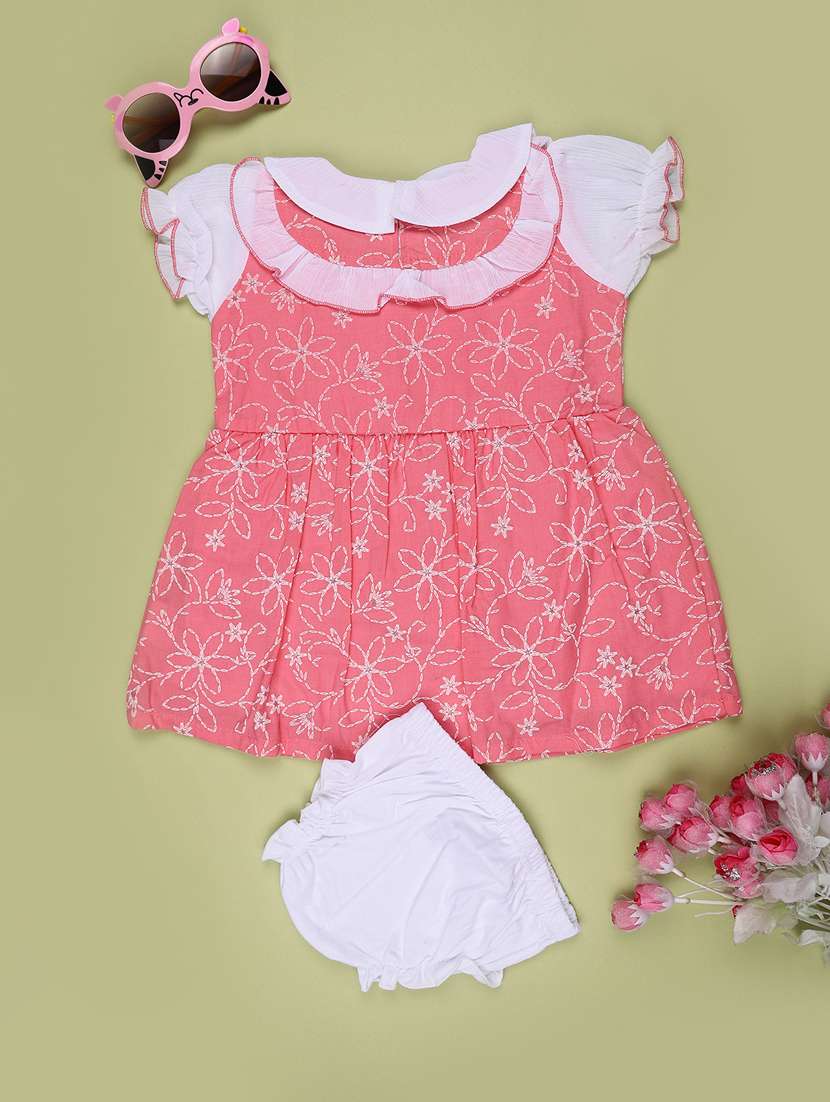 girls printed puff sleeves frock with bloomer - 22159227 -  Standard Image - 2