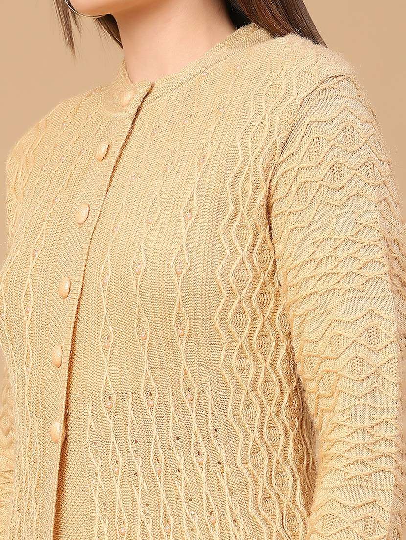 women self design long sleeve cardigan - 22159275 -  Standard Image - 2