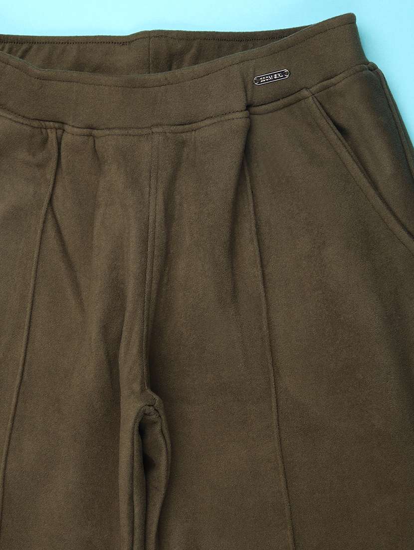 girls solid mid rise straight trouser - 22159332 -  Standard Image - 2