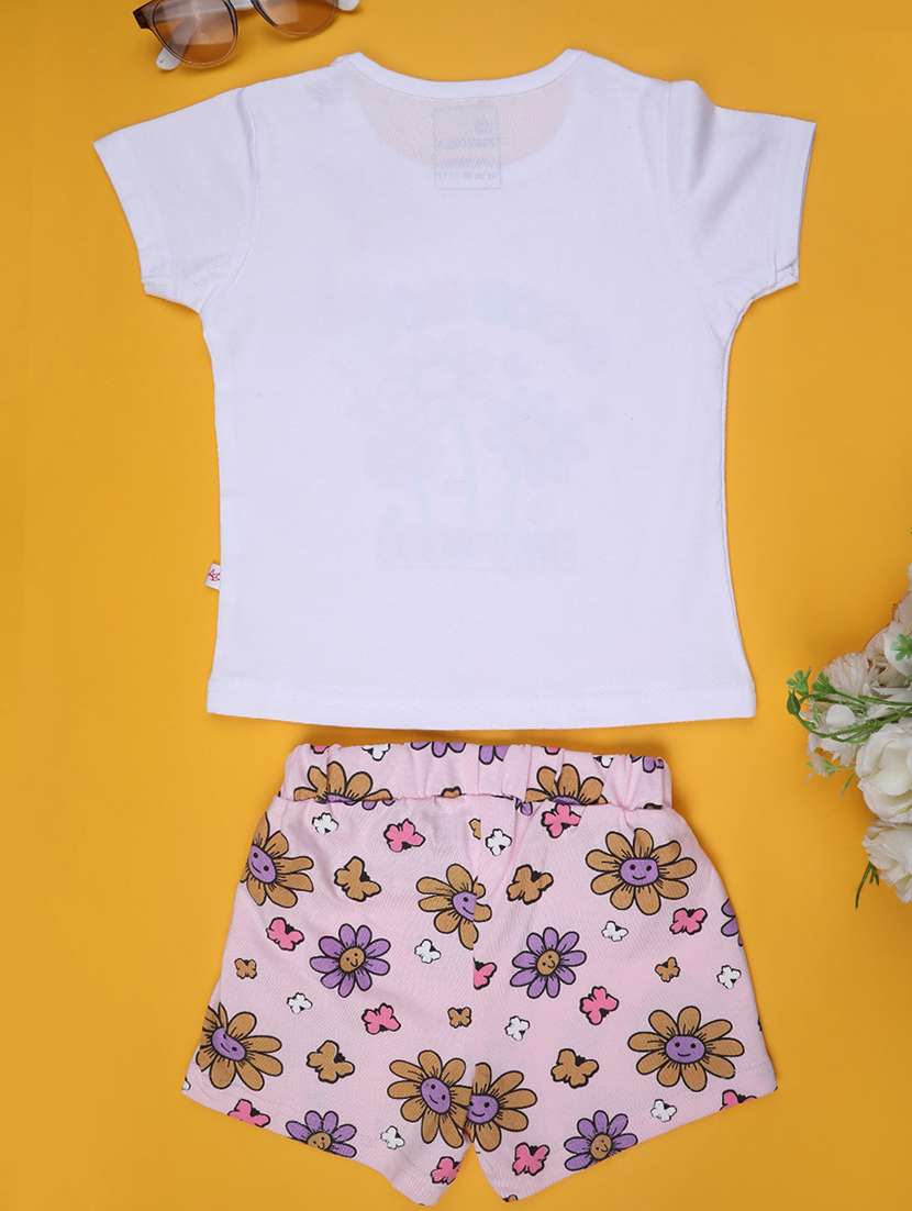 kids white cotton shorts set co-ords set - 22159530 -  Standard Image - 2
