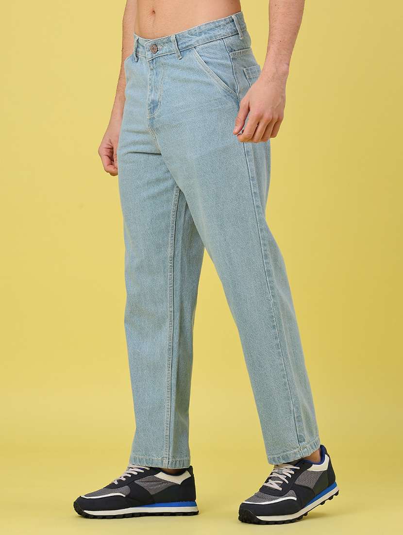 men plain mid rise full length straight jeans - 22159539 -  Standard Image - 2
