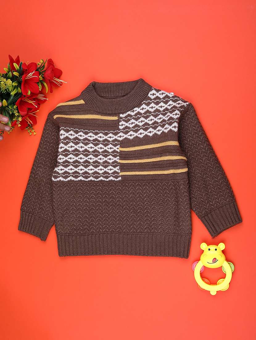 boys self design long sleeve sweater
