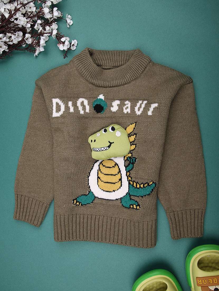 boys self design long sleeve sweater