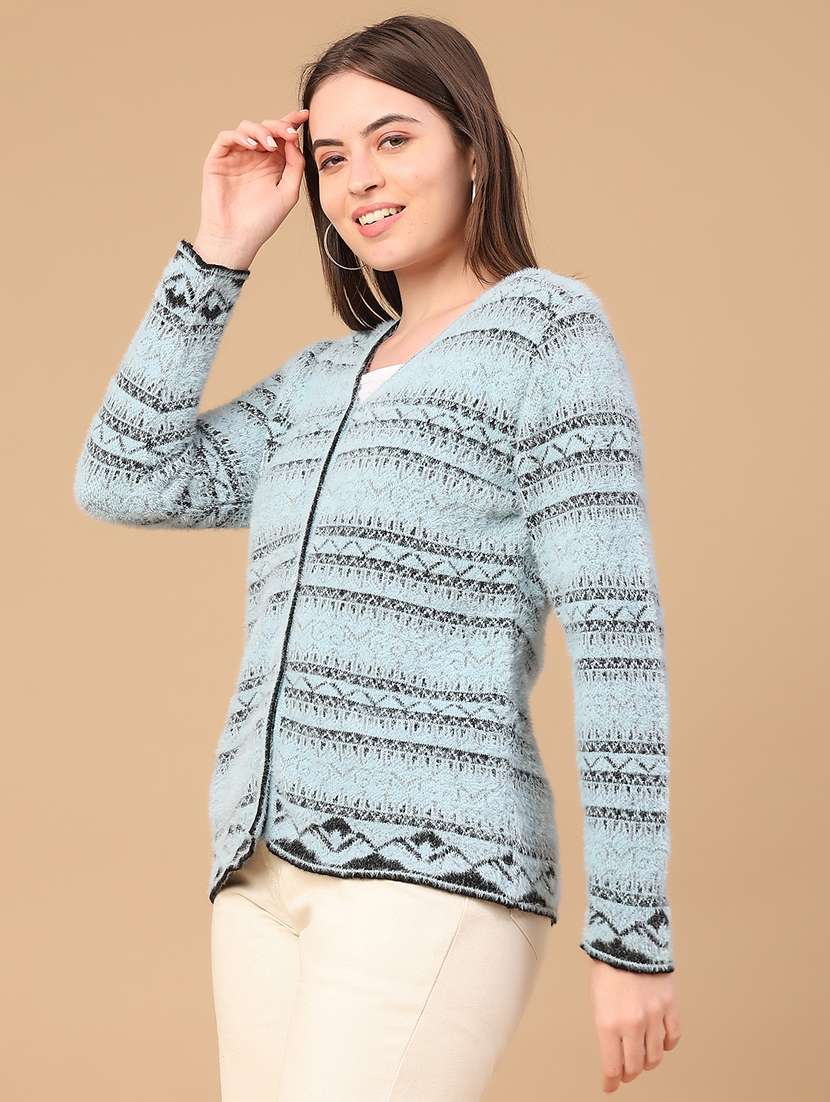 women self design long sleeve cardigan - 22159621 -  Standard Image - 2