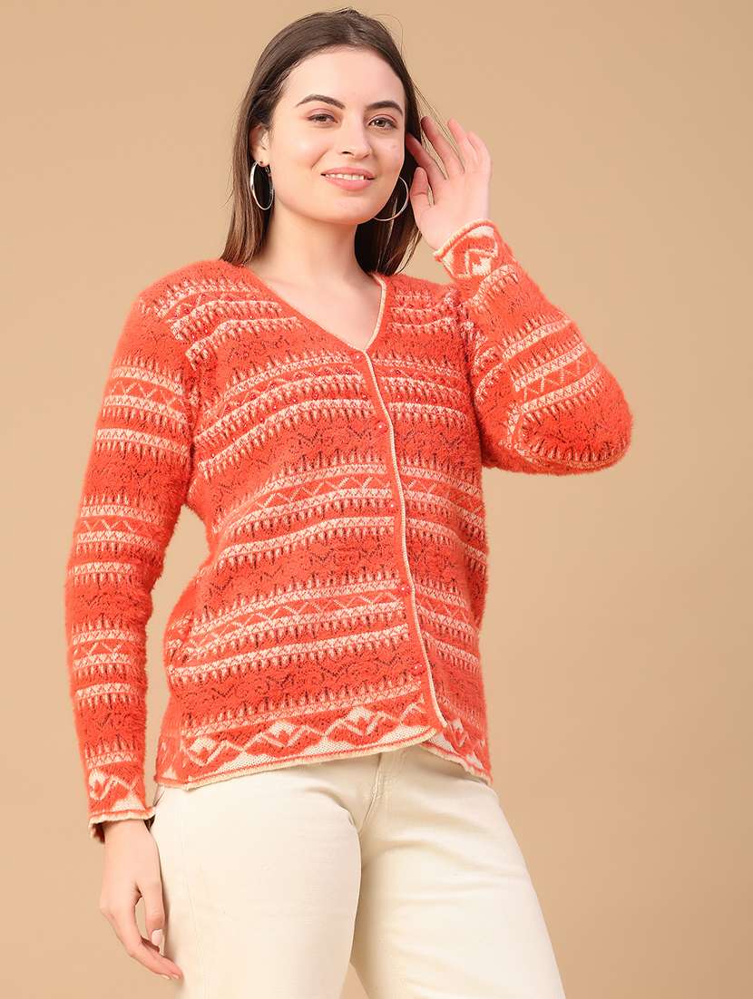 women self design long sleeve cardigan - 22159622 -  Standard Image - 2