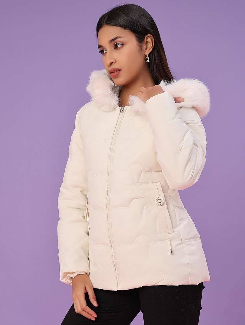 women solid long sleeve puffer jacket - 22159641 -  Standard Image - 2