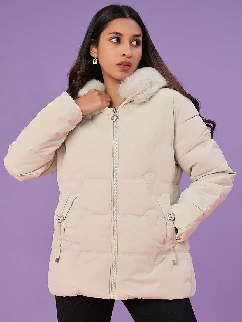 women solid long sleeve puffer jacket - 22159643 -  Standard Image - 2
