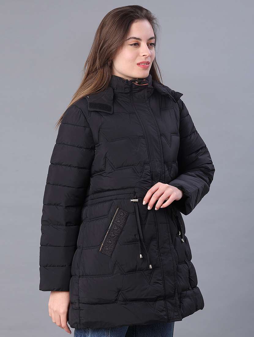 women solid long sleeve puffer jacket - 22159648 -  Standard Image - 2