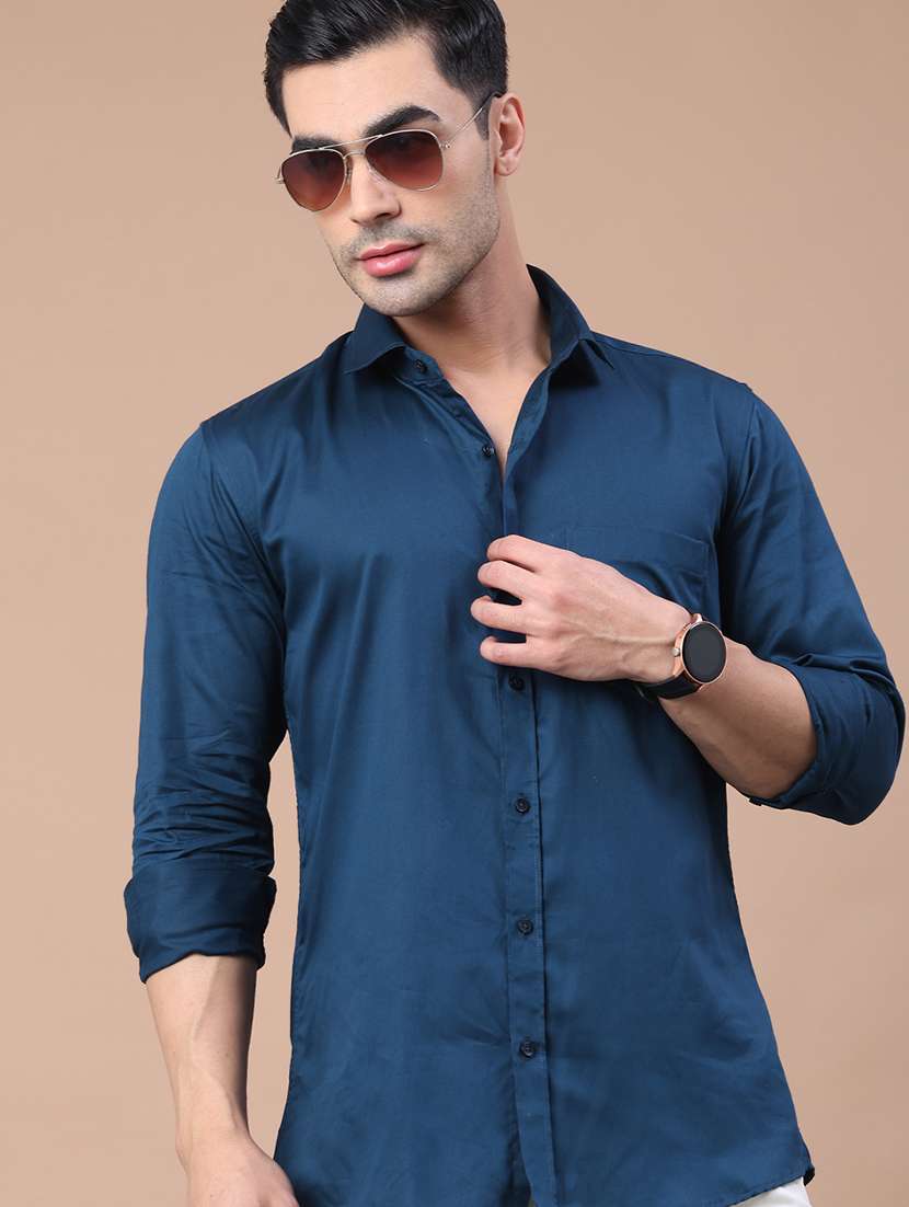 men solid long sleeve shirt