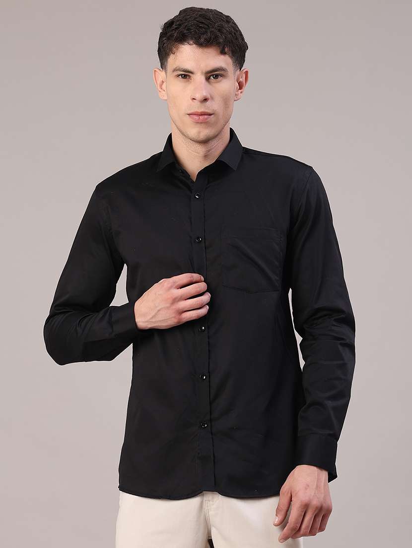 men solid long sleeve slim fit casual shirt