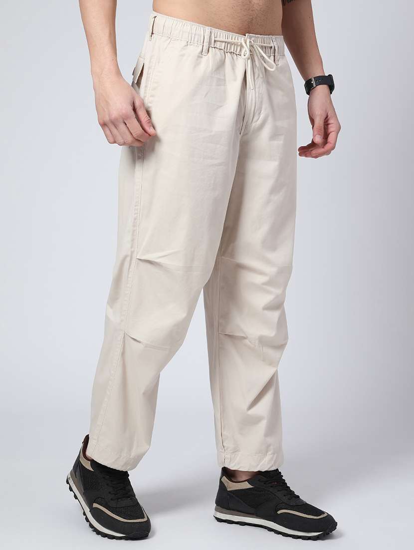 men solid mid rise regular fit casual trouser - 22159840 -  Standard Image - 2