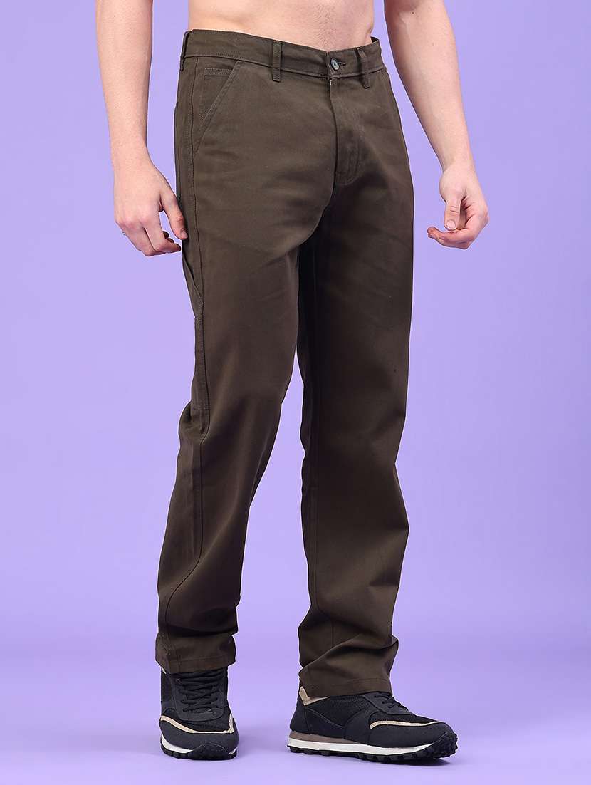 men solid mid rise chinos casual trouser - 22159842 -  Standard Image - 2