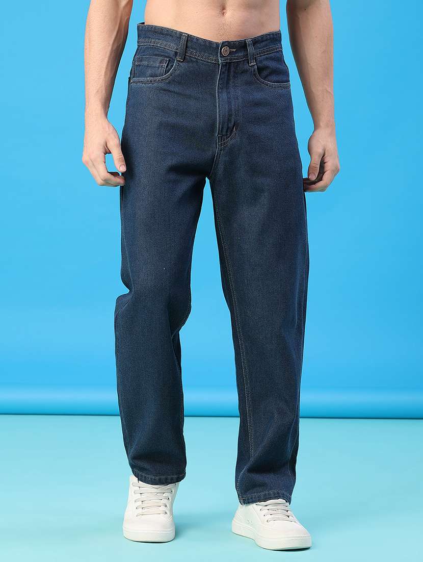 men plain mid rise relaxed fit jeans