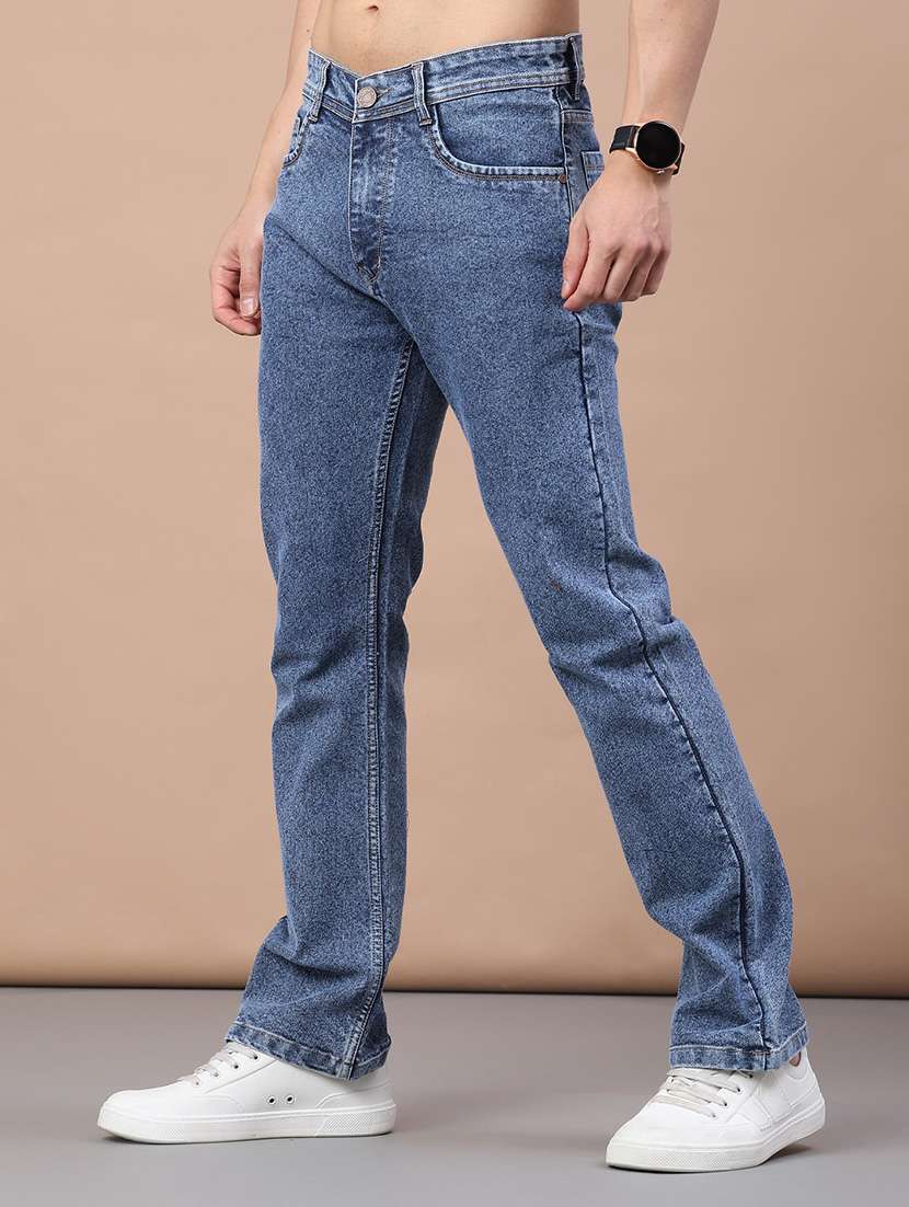 men plain mid rise full length bootcut jeans - 22159913 -  Standard Image - 2