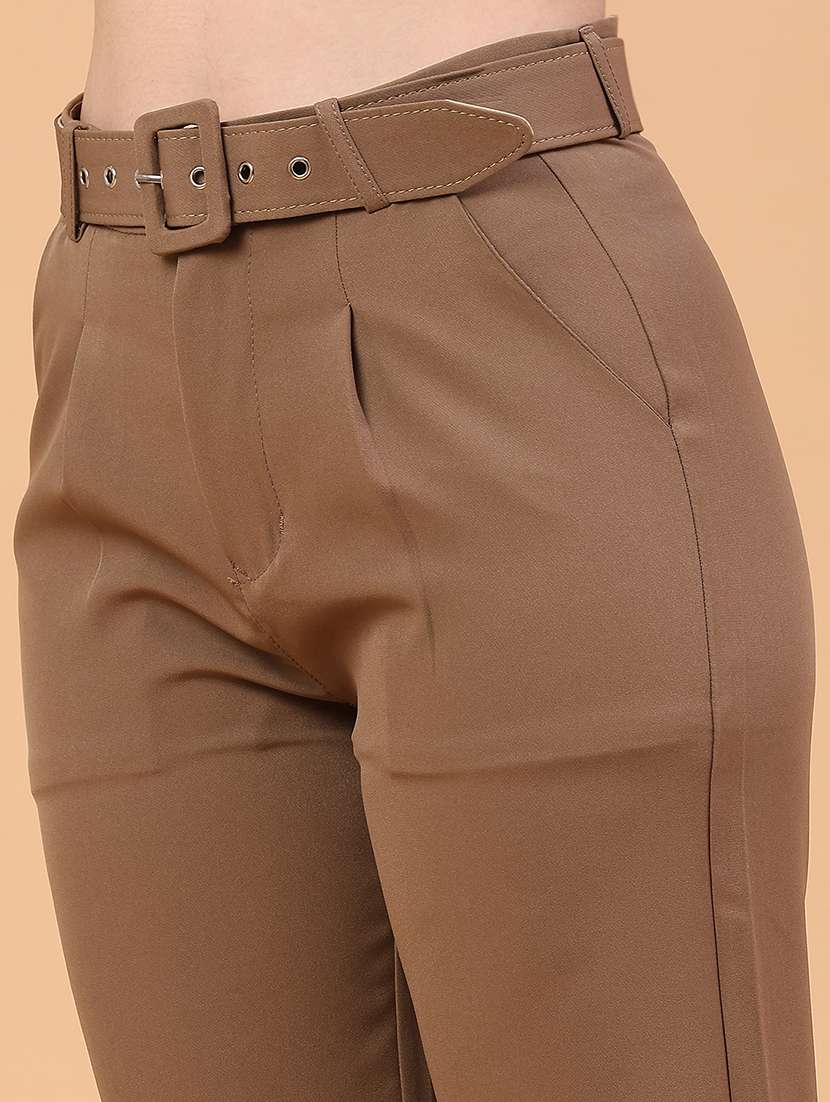 women solid high rise straight trouser - 22159966 -  Standard Image - 2